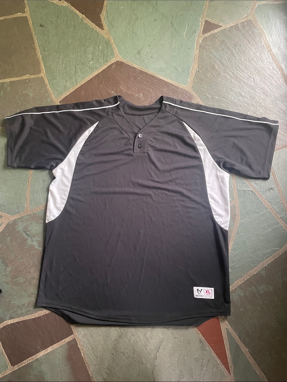 Men's Black & White Athletic Henley Jersey